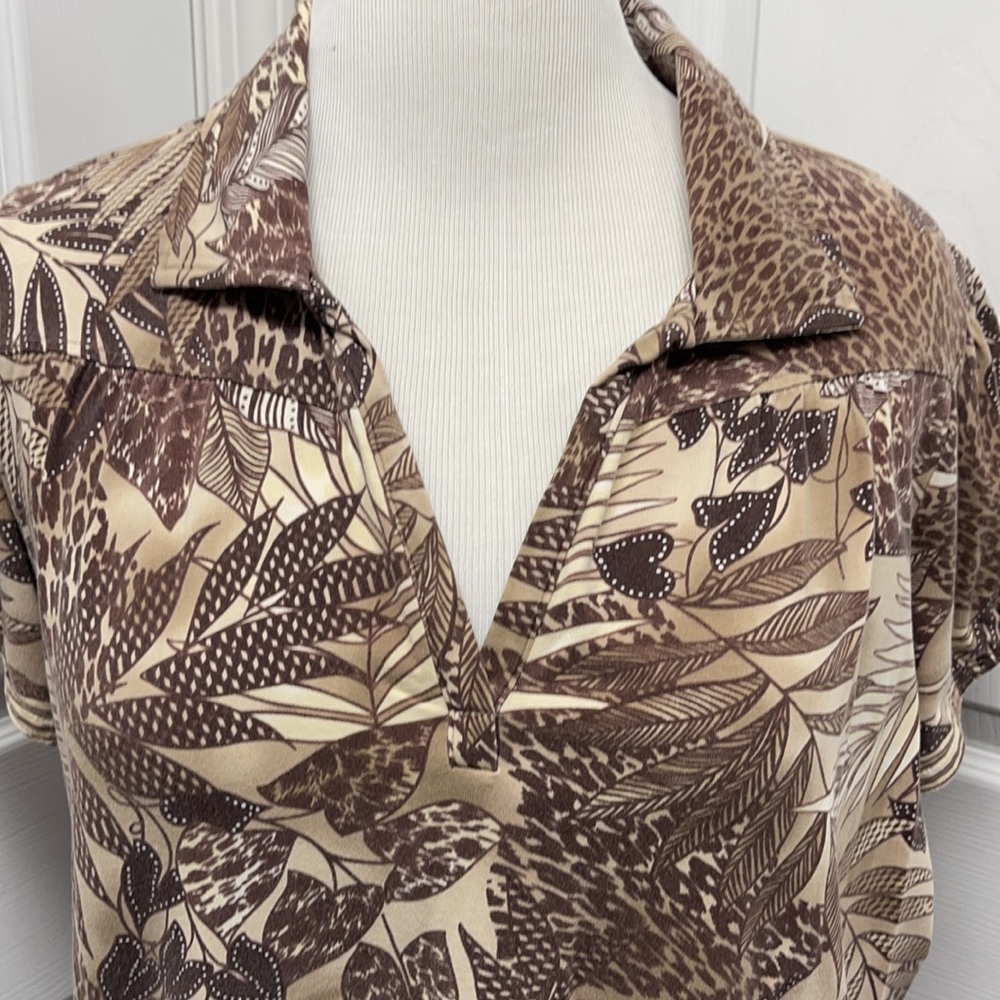 Classic Elements Brown Leaf Cotton Shirt - Picture 2 of 7
